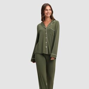 Cozy Earth Bamboo Stretch Knit Pajama Set - Olive XXL